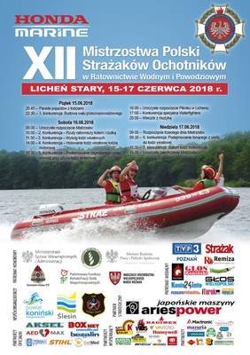 Pokaż zdjęcie: Plakat promujący XII Mistrzostwa Polski Strażaków Ochotników w Ratownictwie Wodnym i Powodziowym