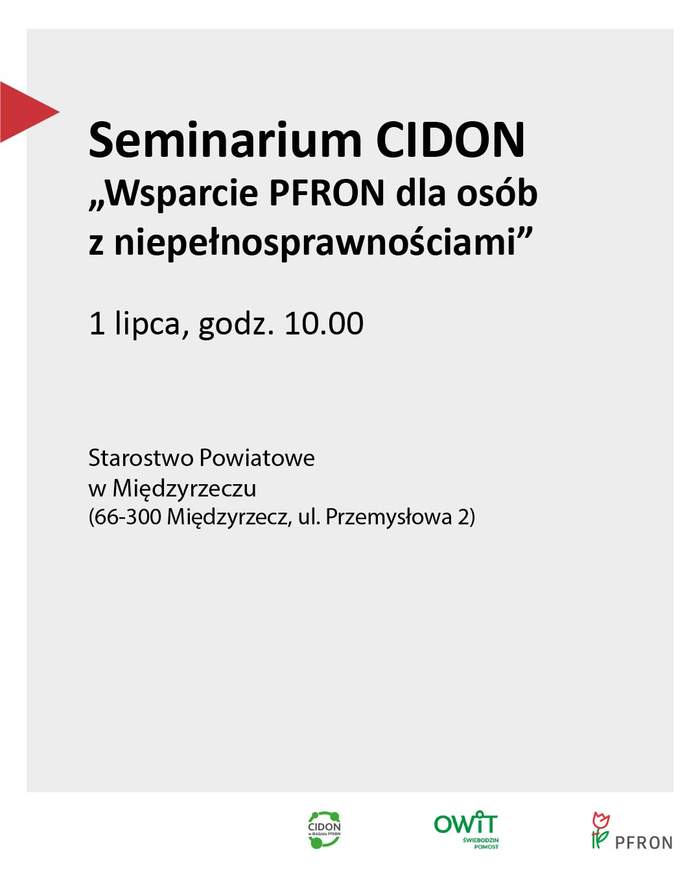 Pokaż zdjęcie: Grafika z logo CIDON i OWiT wypełniona treścią informacyjną o spotkaniu