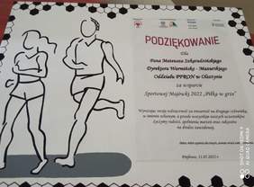 Pokaż zdjęcie: Dyplom z podziękowaniem dla Dyrektora Warmińsko-Mazurskiego Oddziału PFRON