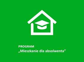 Pokaż zdjęcie: Plakat z logo domu i napisem: ,,Mieszkanie dla absolwenta''.