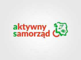 Pokaż zdjęcie: Zielono-czerwony napis: ,,aktywny samorząd’’ na szarym tle.