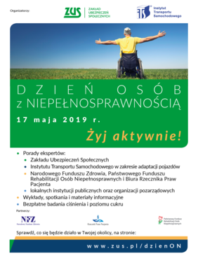 Pokaż zdjęcie: Plakat zapraszający na obchody Dnia Osób z Niepełnosprawnością