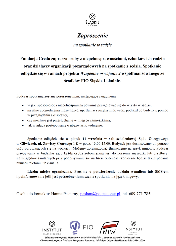 Pokaż zdjęcie: Zaproszenie na spotkanie wszystkie informacje są przekazane w treści komunikatu