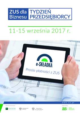 Plakat zachęcający do wzięcia udziału w Tygodniu Przedsiębiorcy