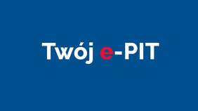 Pokaż zdjęcie: Napis "Twój e-PIT" na niebieskim tle 