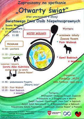 Pokaż zdjęcie: Plakat promujący uroczyste podsumowanie projektu pn.: „Otwarty świat”