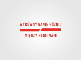 Pokaż zdjęcie: Czerwony napis na białym tle: Programu Wyrównywania Różnic Między Regionami. Słowa są oddzielone przerwaną czerwoną linią.
