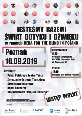 Pokaż zdjęcie: Plakat promujący regionalne spotkanie osób niewidomych i słabowidzących z Wielkopolski w ramach XVII edycji Konferencji REHA for the Blind in Poland 