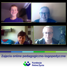 Pokaż zdjęcie: Zajęcia online pedagogiczno - logopedyczne. Na zdjęciu osoby, które uczestniczyły w zdalnych zajęciach 