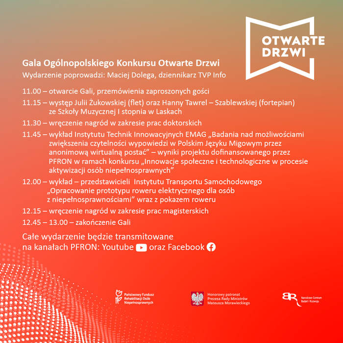 Pokaż zdjęcie: Gala Ogólnopolskiego Konkursu PFRON „Otwarte drzwi”