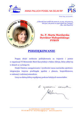 Pokaż zdjęcie: List skierowany do Marty Mordarskiej - dyrektor Małopolskiego Oddziału PFRON
