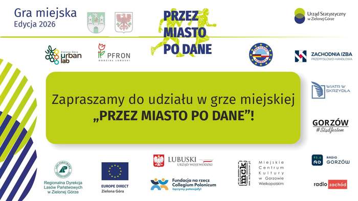 Pokaż zdjęcie: Grafika informacyjna w kolorze zielonym, z wielonami napisami i logo instytucji