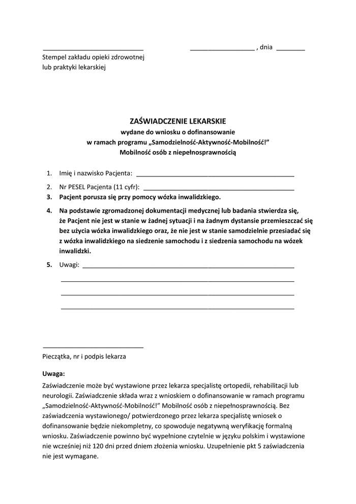 Pokaż zdjęcie: Wzór zaświadczenia lekarskiego