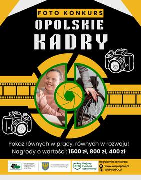 Plakat promujący konkurs fotograficzny "Opolskie Kadry", informacje z plakatu opisano w treści komunikatu